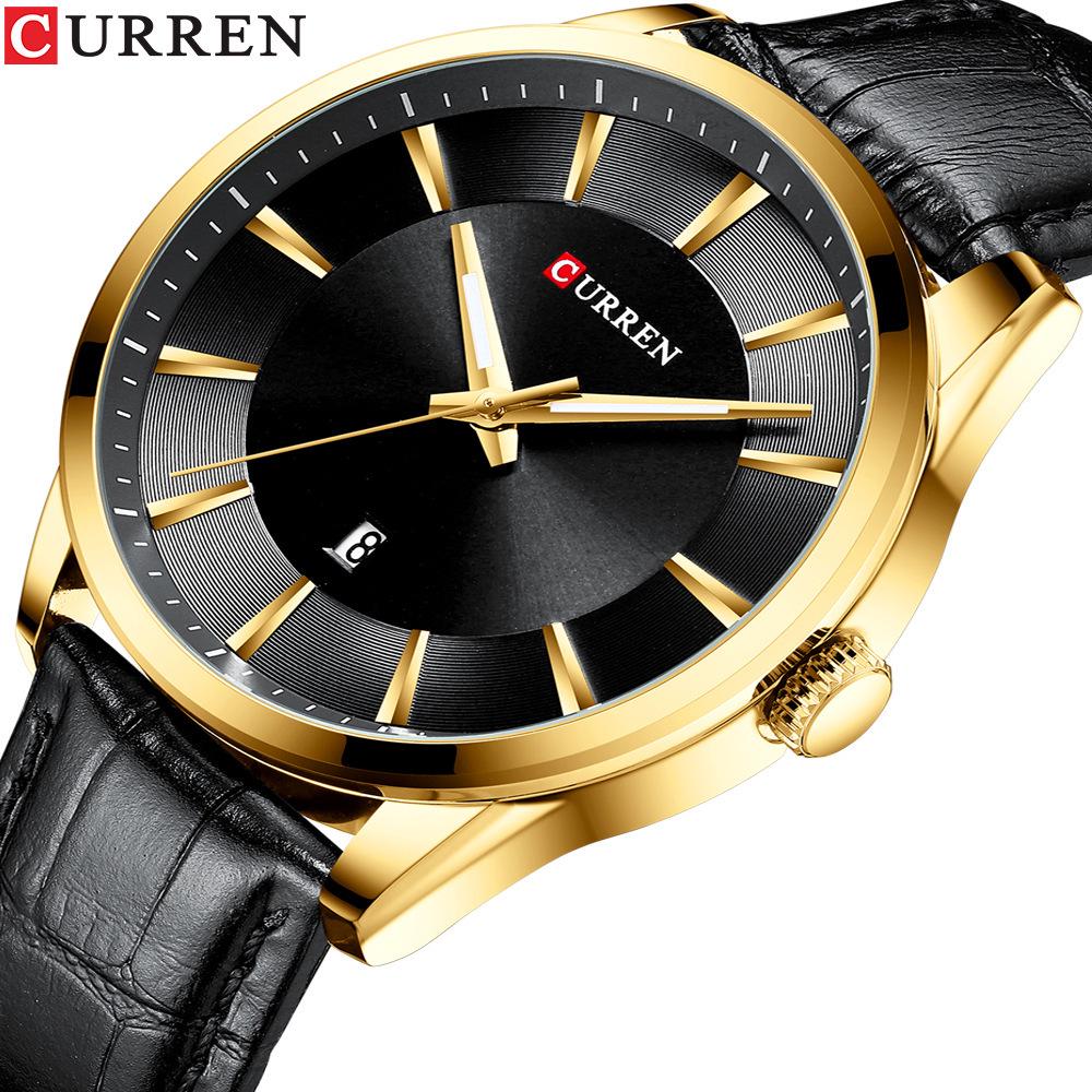 Curren 8365 Men's Waterproof Leather Strap Watch with Date Function