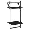 Wall mounted shelves with 2 shelves and rods set of 2 black 30 x 25 x 65 cm