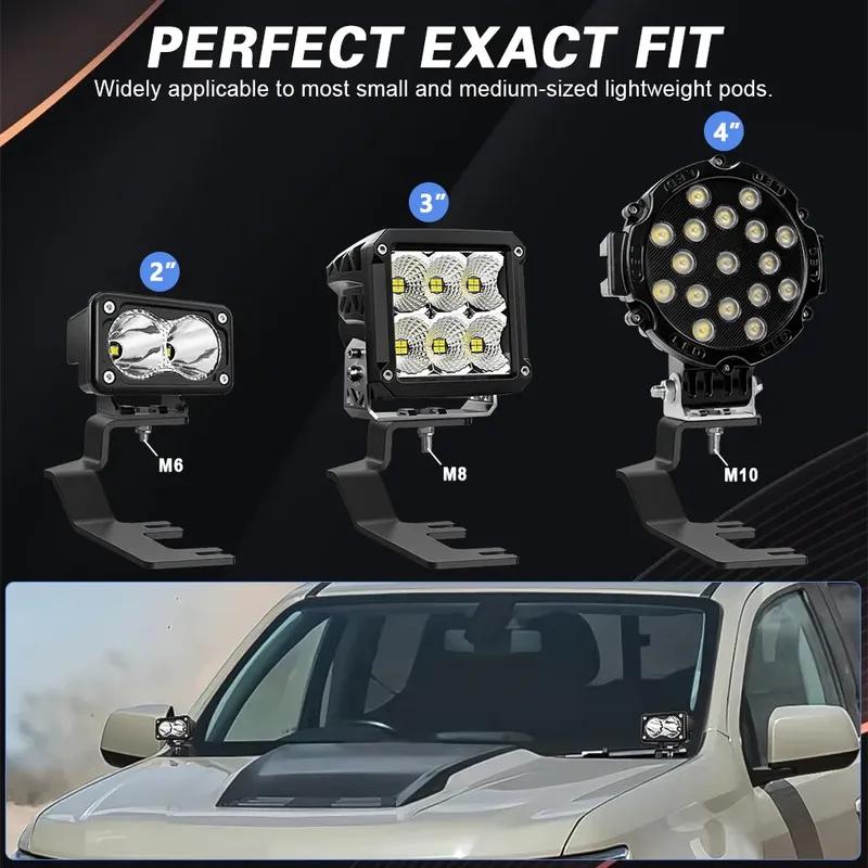 Hood Light Bracket Mounting for 2015-2022 Chevy Colorado/GMC Canyon Pillar Ditch Pods Led Cube Work Lighting Mount Holder