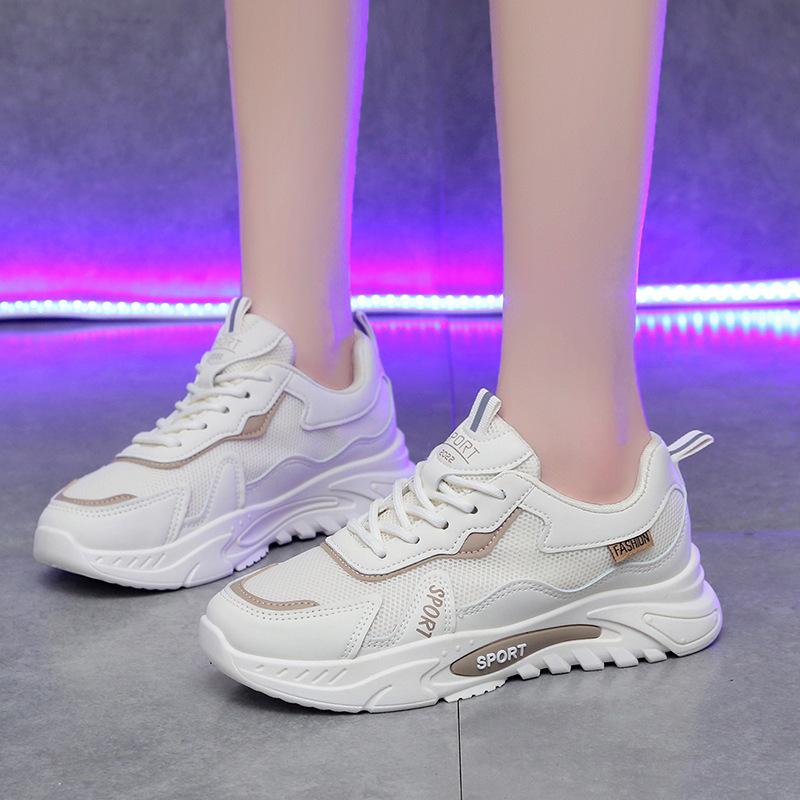 Spring casual sports shoes platform-soled lace-up dad shoes soft-soled running shoes lace-up non-slip student shoes 35