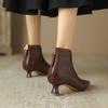 Autumn Winter Pointed Toe Women Ankle Boots Fashion Elegant Zippers Short Booties Vintage Ladies Square Heels Casual Shoes