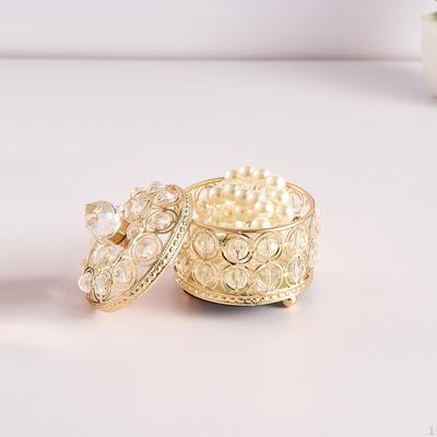 Crystal Jewelry Box Storage with Lid Gold for Earrings Gift Women Girls