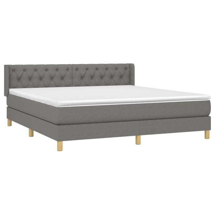 Maison Exclusive - Sommier à lattes de lit avec matelas Gris foncé 160x200cm Tissu