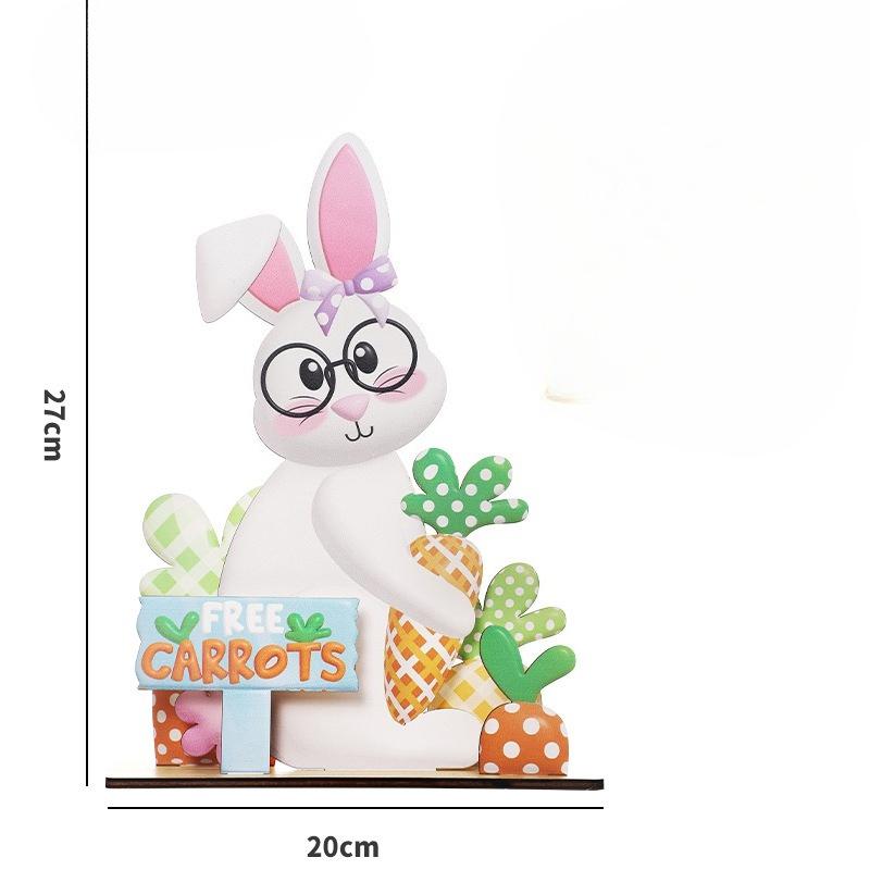 Easter Decorations - Multi-layered Easter Bunnies and Easter Eggs Wooden Display Pieces - Home Party Gifts