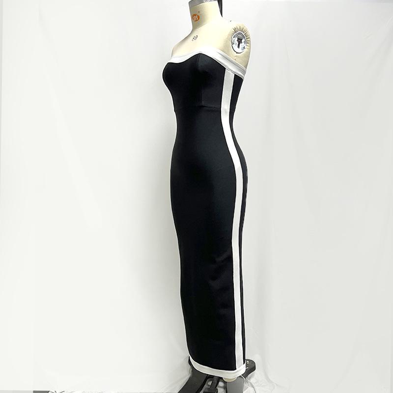 Rochie de seară elegantă în stil european și american, tip bandeau, cu bandaje