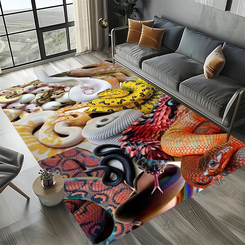 

Large Area Rugs with 3D Printing Animal Snake Pattern Living Room Sofa Kitchen Entrance Doormat Non Slip Balcony Floor Mat 40cm by 60cm