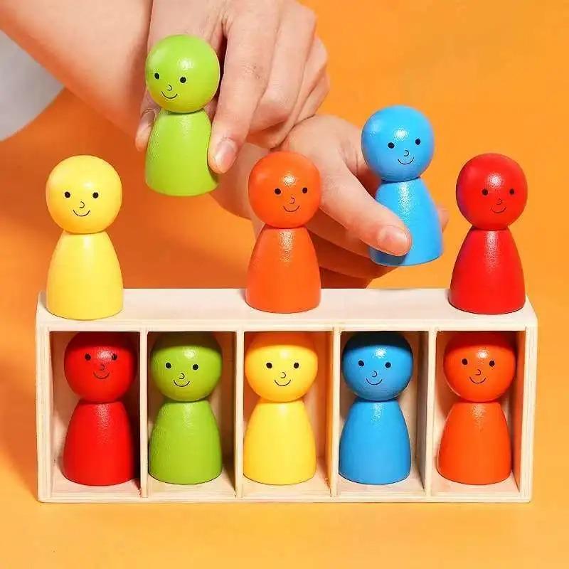 Montessori Color Sorting Cup Toys Wooden Color Matching Toy Early Learning Sensory Game for Children Toddler Development Gift