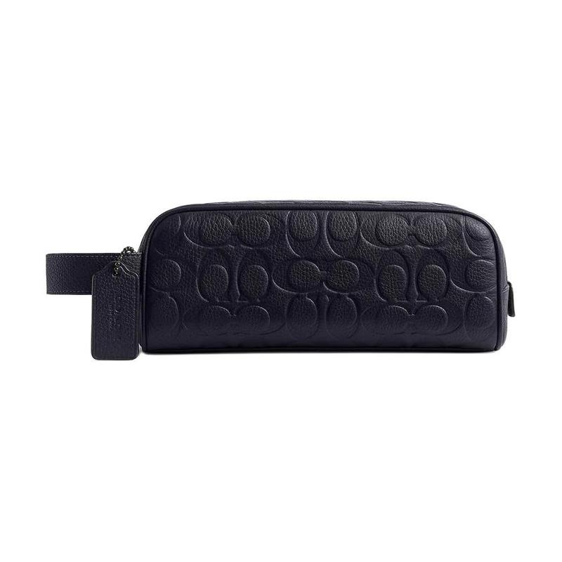 COACH Travel Kit 21 Zipper Closure Allover Printed Embossed Grained Leather Wallet Regular Women s Black black чёрный