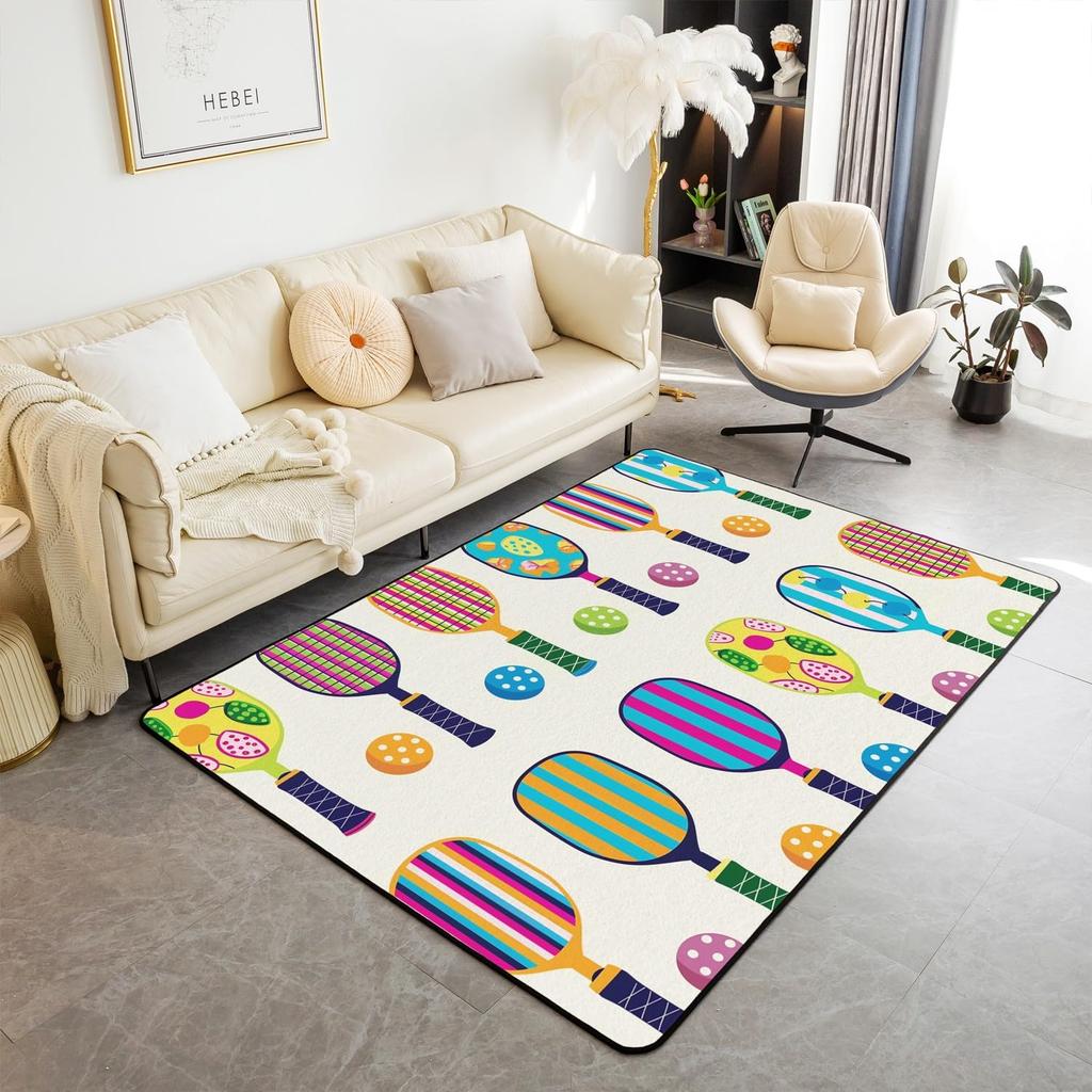 Erosebridal Lacrosse Area Rug 4'11" X 3'3", Lacrosse Sports Games Non Shedding Living Room Rugs For Kids Boys Girls, Black White Lacrosse De