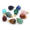 Natural Stone Perfume Bottle Pendant Polygon Semi-precious for Jewelry Making DIY Necklace Accessory