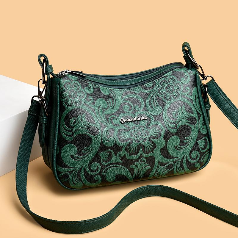 Elegante Borsa a Spalla in Ecopelle con Motivo Floreale per Donna Borsa a Tracolla Ispirata al Vintage