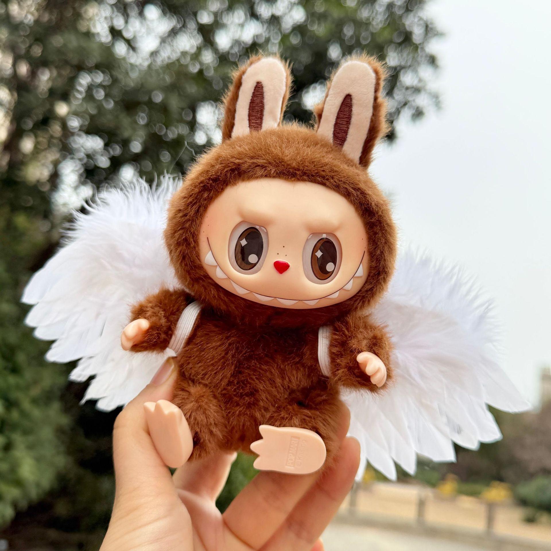 Non toxique Dessin animé Mignon Pour Vêtements Labubu Ailes d'Ange Ailes de Diable Lapin Rose Peluche Vêtements pour Bébé Mode Ensemble DIY Jouets Cadeau d'Anniversaire No doll Only clothes