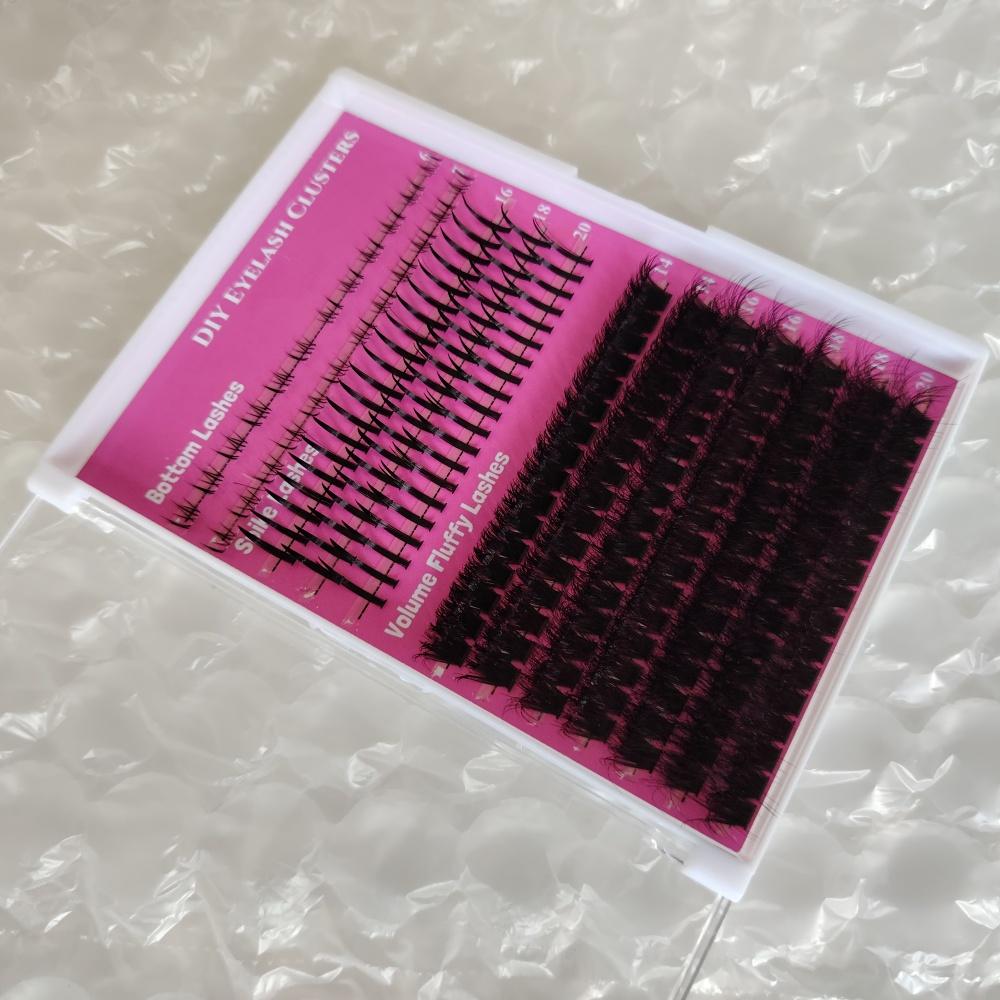 Korean PBT Fibers Fan Eyelashes DIY Fluffy Cluster Spike Bottom Lash 3D Faux Mink Cluster Lash DIY Cluster Eyelashes