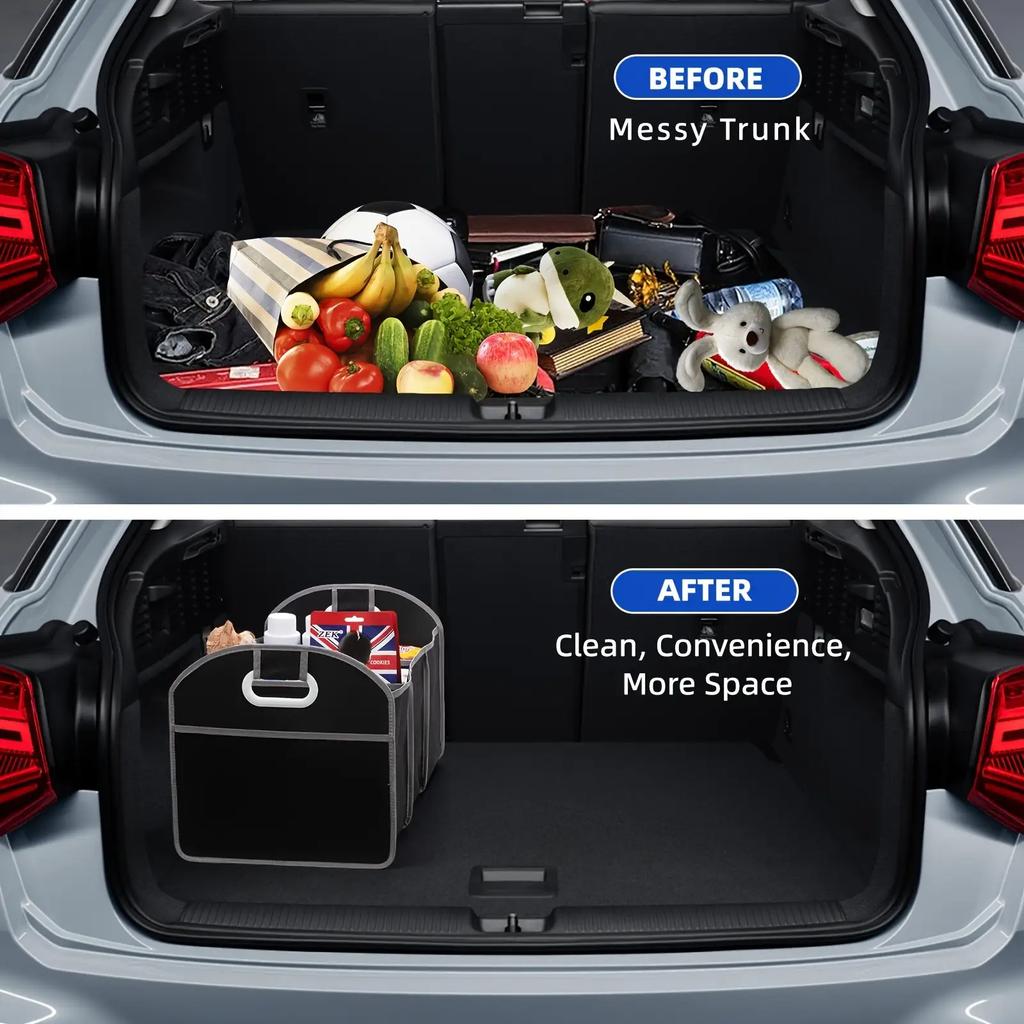Car Versatile Canvas Car Trunk Organizer Foldable Storage Box for Vehicle Essentials Waterproof Durable Design for SUV Trucks