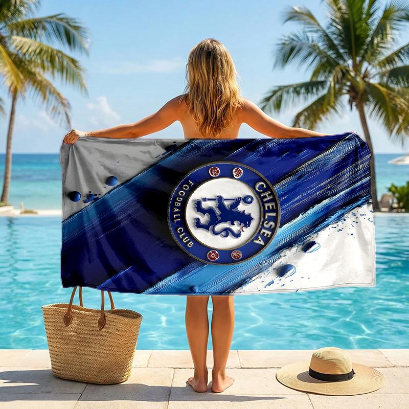 Chelsea FC Beach Towel Soft Microfiber Summer Towel Quick Dry Absorbent Towel for Beach Swimming Pool Travel