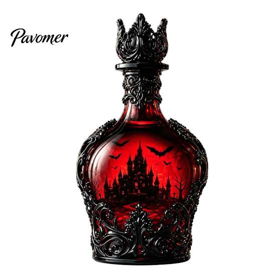 Gothic Wine Decanter 1200ML Halloween Bat Castle Whiskey Bottle, 320ML Vintage Glass Liquor Holder Cup, Decorative Flask for Home Kitchen Bar Parties
