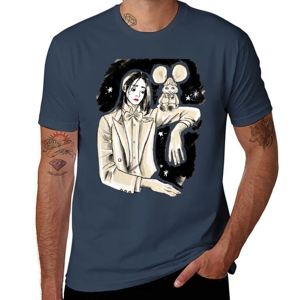 Cantante e Topo : Lucio Corsi T-Shirt t-shirt nera in cotone semplice da uomo pacco t-shirt da uomo 100 percento cotone T-Shirt