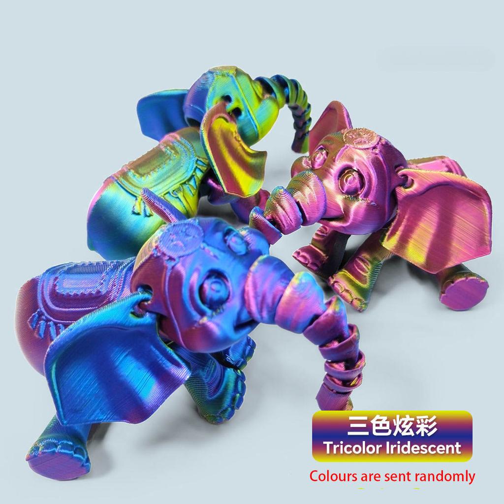 Creative Joints Movable Model Cute 3D Printing Elephant Figure Toys Home Decoration Ornaments Children Birthday Gift