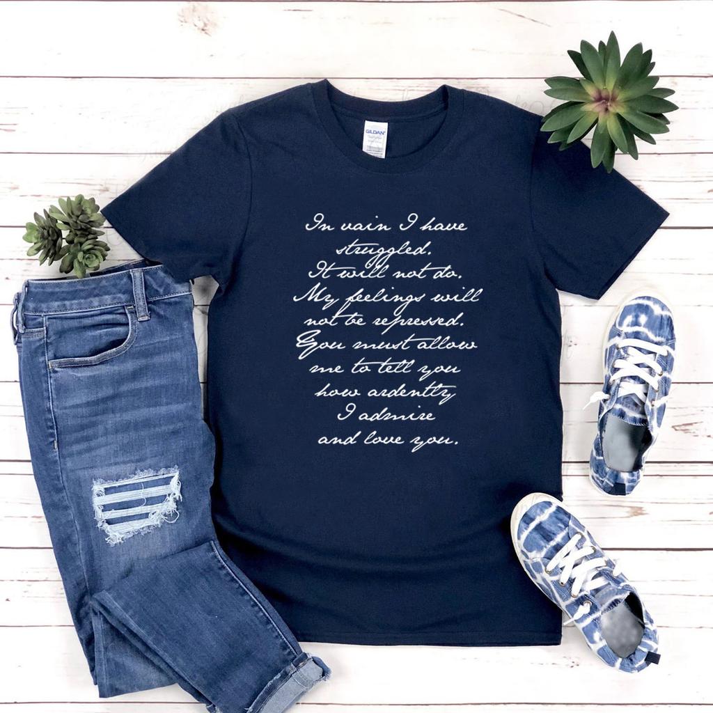 Mr Darcy Proposal Quote TShirt Pride and Prejudice Tee Jane Austen Shirt Bookish Gifts Women Graphic T Shirts Short Sleeve Top