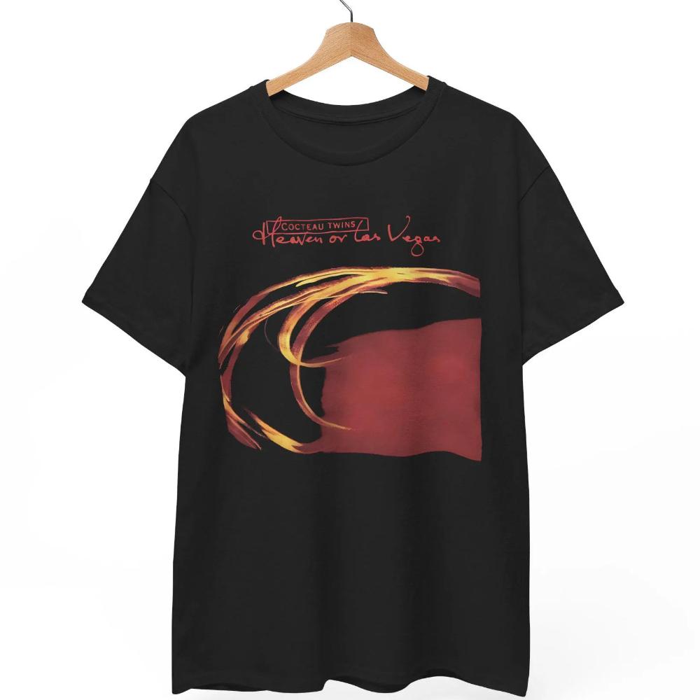 Tričko kapely Cocteau Twins s obalem alba Heaven or Las Vegas, snový pop, tištěný vzor, ležérní street fashion