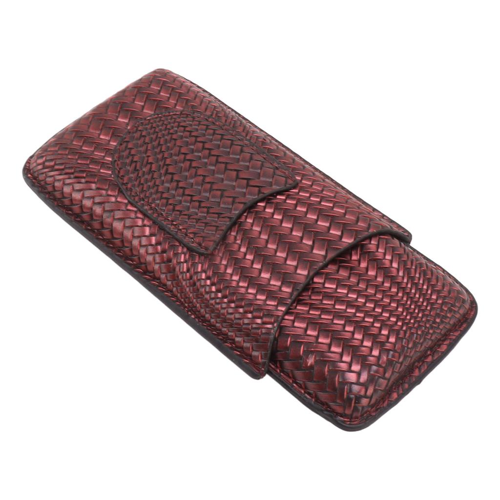 3 Finger Cigar Case Woven Pattern Portable Travel Leather Cigar Humidor Case Smoking Accessories