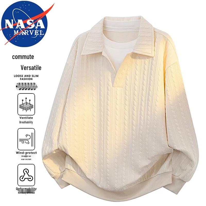 NASA MARVEL Men's Faux Two-Piece Lapel Sweatshirt