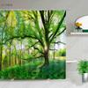 Rideaux de douche Paysage Forestier Plantes Tropicales Vertes Arbre de Palmier Fleurs Feuilles Jardin Scenery Naturelle Rideau de Bain Décor de Salle de Bain
