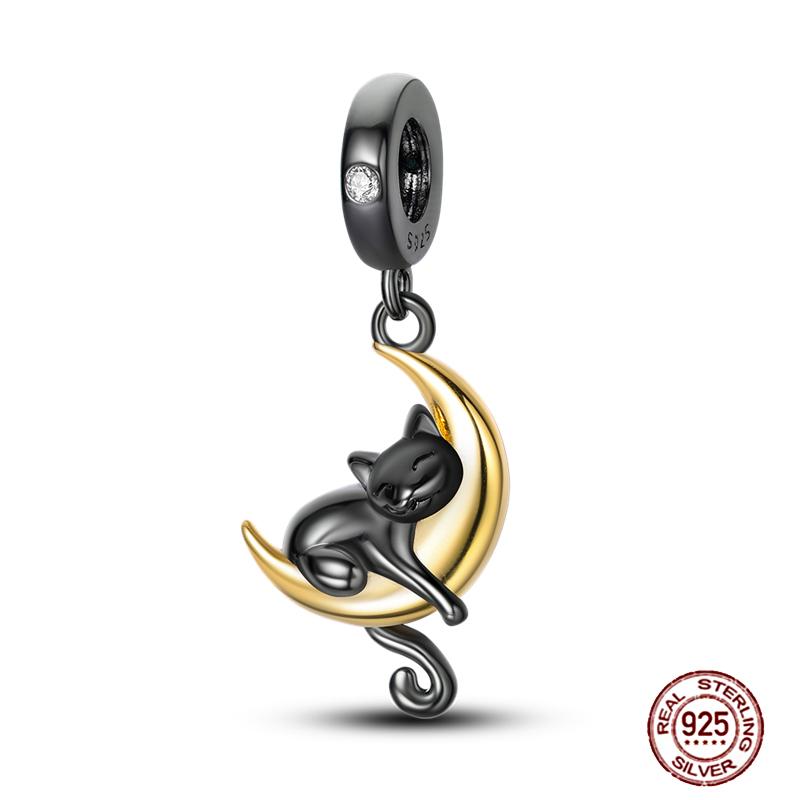 Round Clip Charms Plata Shining Moon Star Char Copper Spacer Clasp Fit Original Bracelet Glow Safety Chain Beads Diy Jewelry