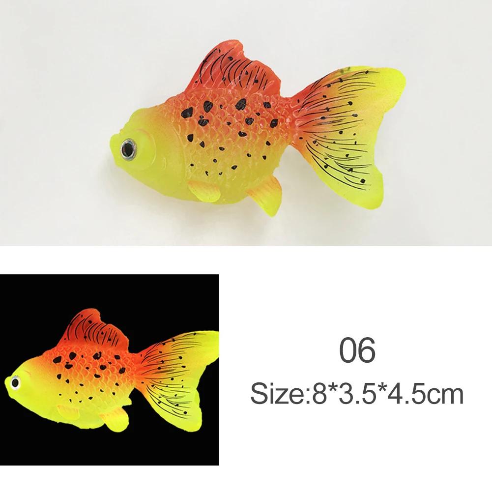 Glow In The Dark Artificial Aquarium Fishes Realistic Moving Floating Colorful Goldfish Fake Fish Ornament for Aquarium Tank
