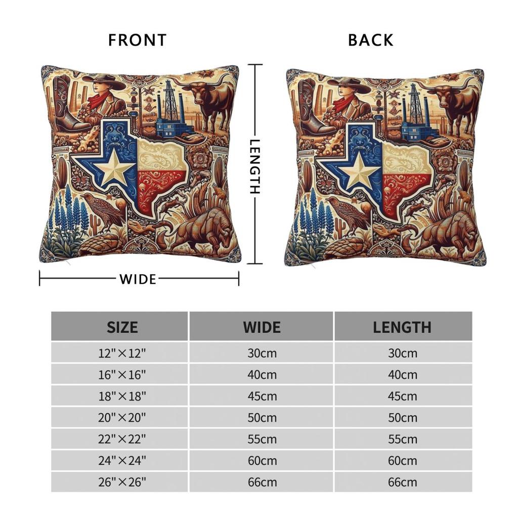 Vintage Texas Lone Star Quadratische Kissenhülle Polyester Leinen Samt Bedruckt Reißverschluss Dekorative Kissenhülle Auto Kissenbezug