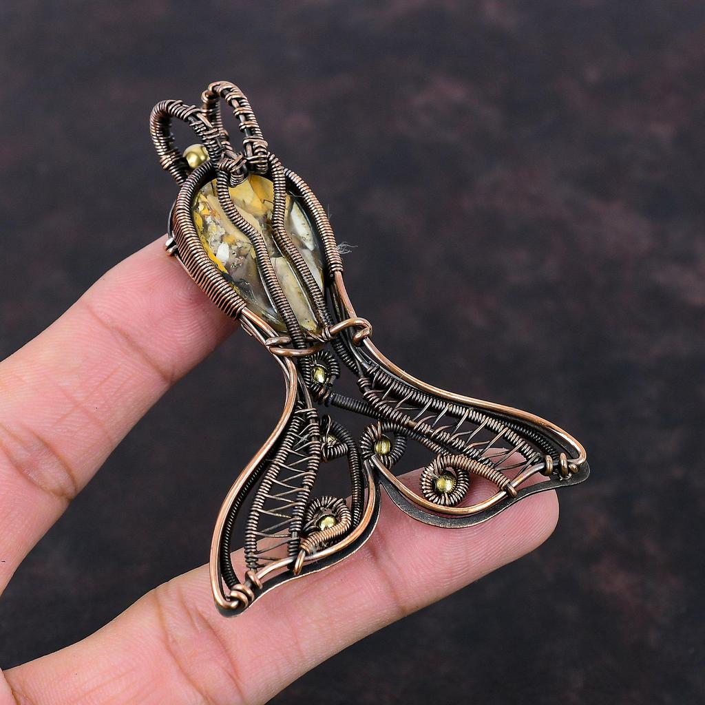 Brecciated Mookaite Pendant Copper Wire Wrapped Fish Pendant Handmade Pendant Gemstone Copper Jewelry Unique Design Pendant Anniversary Gift