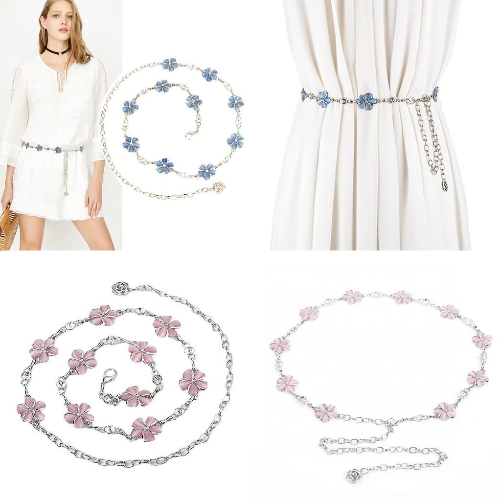 Blue Metal Waist Chain For Women Fashionable Summer Accessory