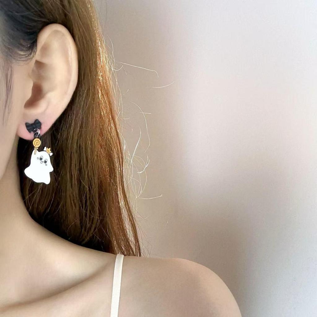 European & American Halloween Drip Oil Ghost Earrings - Cute, Quirky, Sweet Women's Ear Jewelry