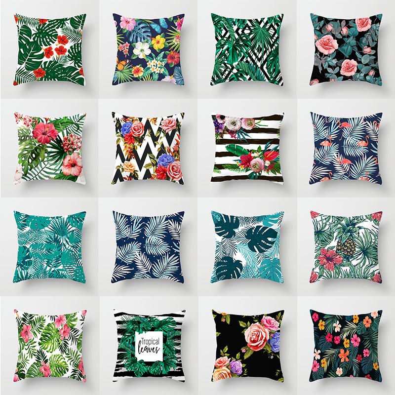 Ins Plant Flower Peach Skin Fleece Pillow Cover Sofa Car Pillow Cushion Cover Lunch Home Furnishing