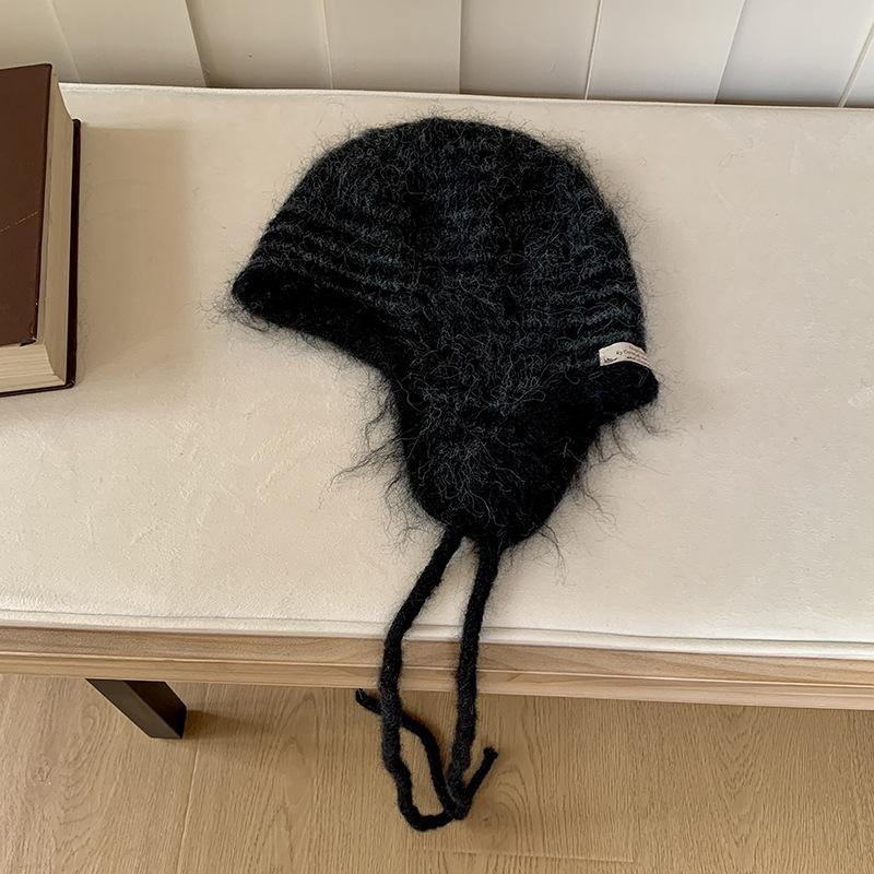 

Winter Hat Women Retro Striped Knitted Woolen Hat Knitted Striped Beanie Baggy Cap Warm Windproof Outdoor Ski Balaclava Casual