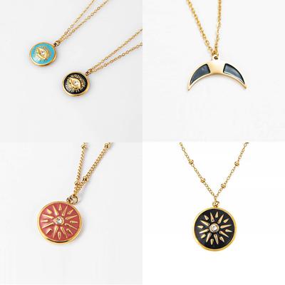 Titanium Stainless Steel Necklace Women'S Fashion Cross Coin Pendant Thin Short Chain Clavicle Chain