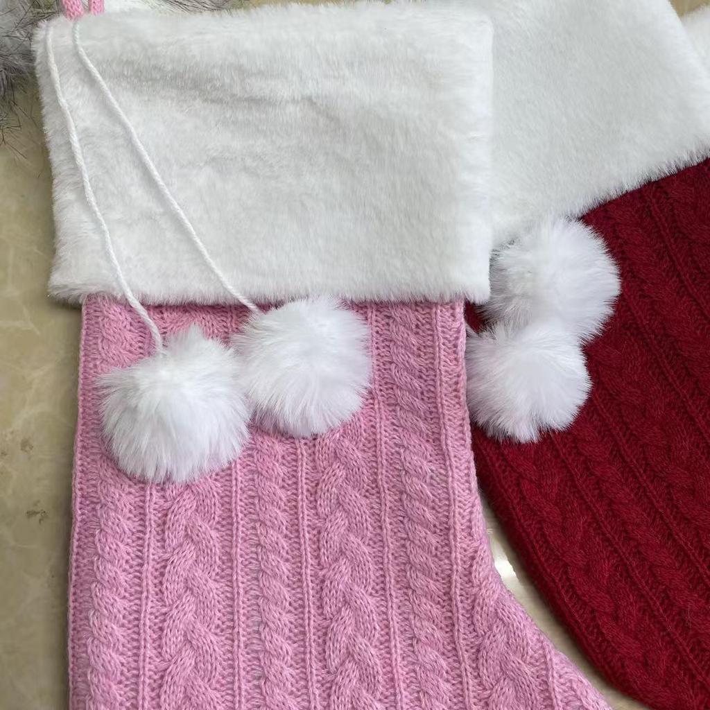 Thick Chunky Knit Wool Christmas Socks and Striped Stocking