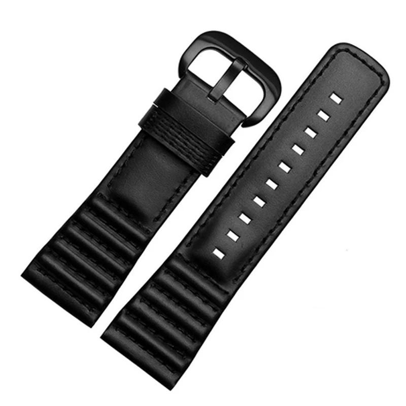 28mm Echtes Leder Schwarz Weiß Orange Rot Blau Nähte Armband Uhrenarmband Schlaufen Für SevenFriday Armband P1 P2 P3 Serie Schnalle