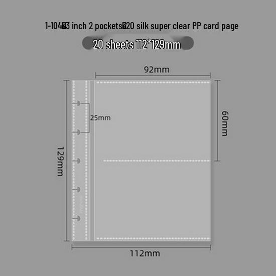 RINGNOTE Compact 3" Transparent 2-Pocket Card Album with Mushroom Hole for Desktop Display