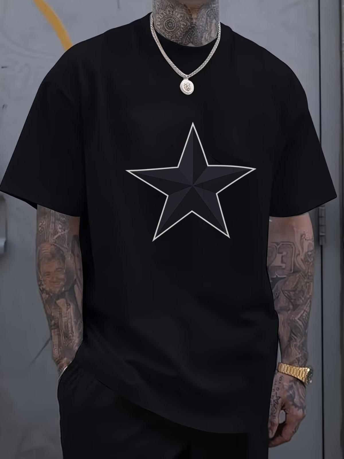 Black Star Graphic T-Shirt - Oversized Unisex Streetwear Tee with Bold Geometric Unisex T-Shirt S