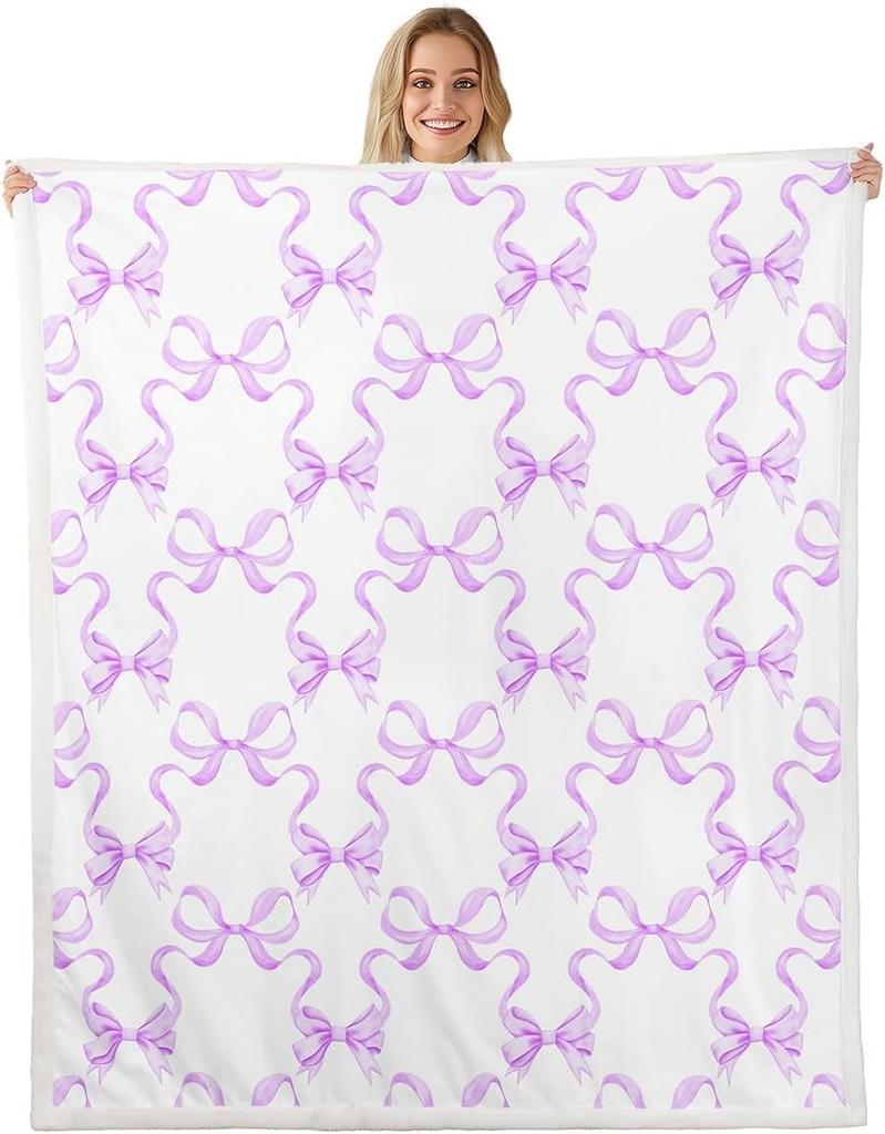 White Swan Fleece Throw Ballet Theme Pink Plush Blanket for Kids Room Decor with Crown Bowknot Roses Flowers Twin X