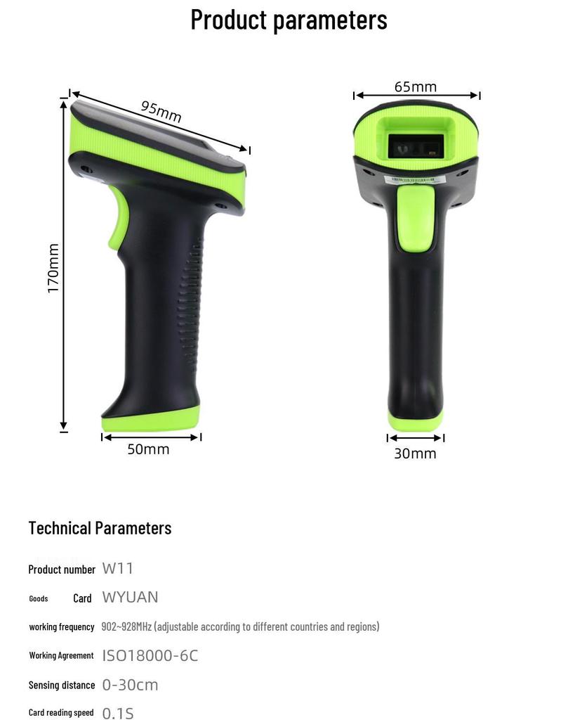 Bluetooth RFID Barcode Scanner: UHF 1D/QR Code Handheld Reader for Wireless Inbound/Outbound Scanning