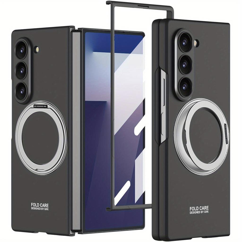 Suitable for Samsung Galaxy Z Fold 7 6 8Ultra Case with Rotating Ring Holder, Magnetic Case Built in Screen Protector Slim Hard PC Cover