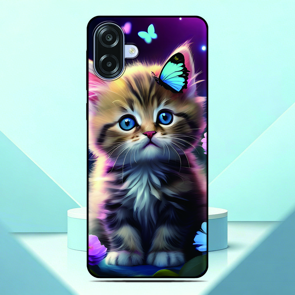 Lovely Kitten Anime Phone Case For Samsung Galaxy A07 4G Painted TPU Black Back Cover A 07 Soft Silicone Protective Fundas