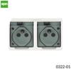 2-gang Surface-mounted Socket, IP44, White, Smoke Flap, HERMES