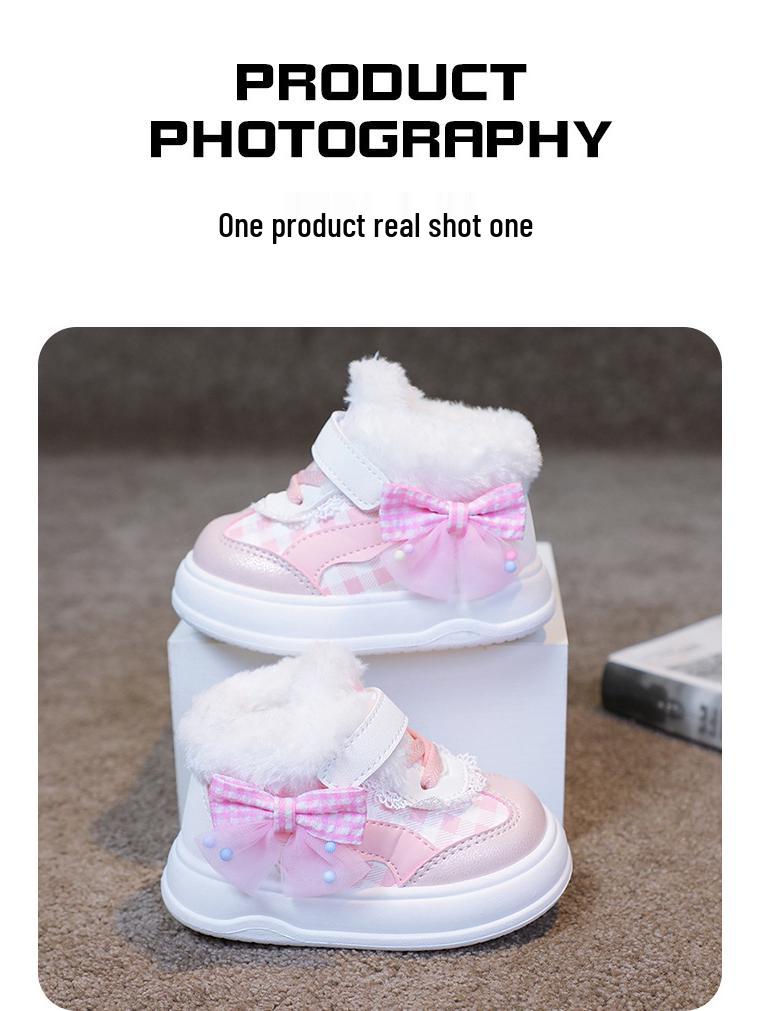 Girls' Warm Cotton Sports Shoes: Cozy Fleece Infant and Toddler Flats