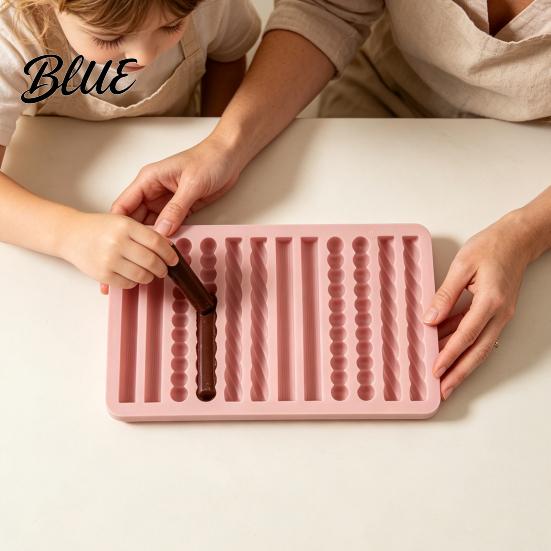 Homemade Cookie Baking Pan Silicone Chocolate Rod Mold 12 Cavity Non-stick Tray Heat Resistant Professional Pastry Equipment Flexible Strip Mold for