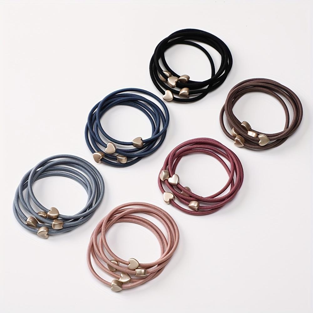 

Boho Chic Love Heart Hair Ties High Elasticity Durable Ponytail Holders for Women, Assorted Colors (Black, Navy Blue, Dark Brown, Light Brown, Maroon,