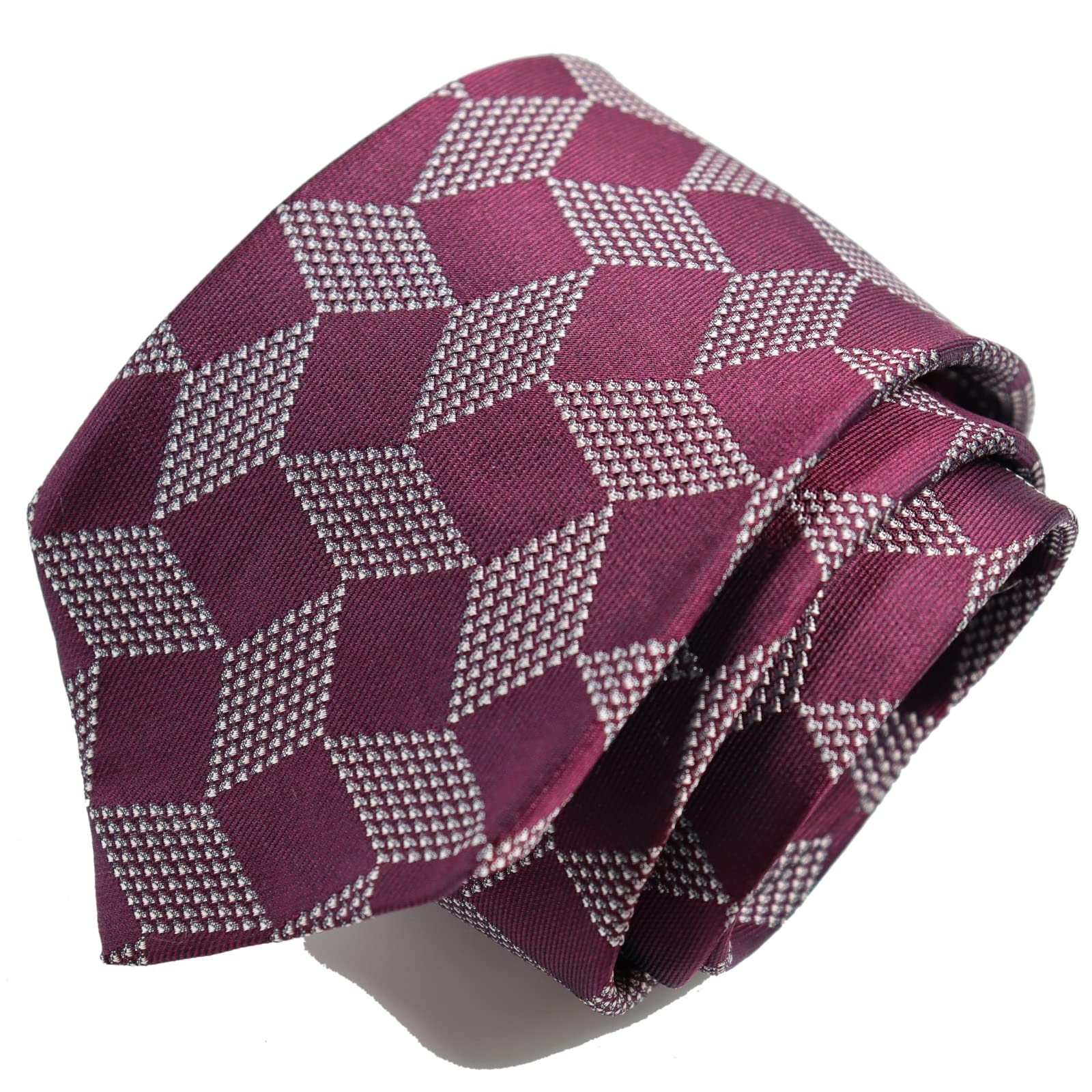 

[Michiko London] Italian Fabric, Made in Japan. KOSHINO Brand Necktie, Small Pattern, 100% Silk. Perfect as a gift. Unisex. (MKI-015-B Wine)