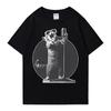 Minimalist Cat Art T-Shirt Men's Streetwear T-Shirts Summer O Neck Hippie Tee Shirt WholeOversi